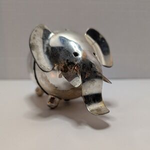Vtg Napier Silver Plated Elephant Coin Bank Piggy Bank Nursery Decor